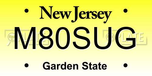 M80SUG New Jersey License Plate