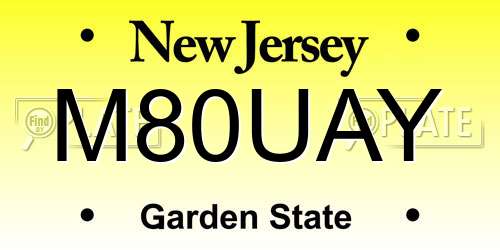 M80UAY New Jersey License Plate