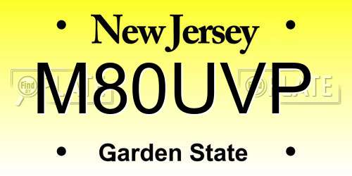 M80UVP New Jersey License Plate