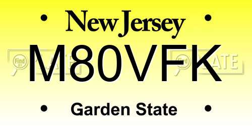 M80VFK New Jersey License Plate
