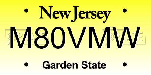 M80VMW New Jersey License Plate
