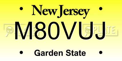 M80VUJ New Jersey License Plate