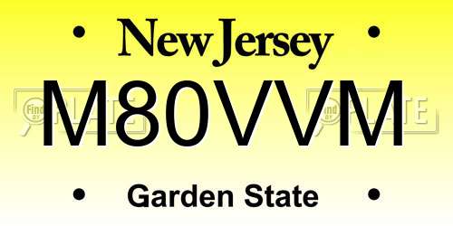 M80VVM New Jersey License Plate
