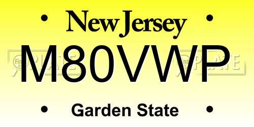 M80VWP New Jersey License Plate