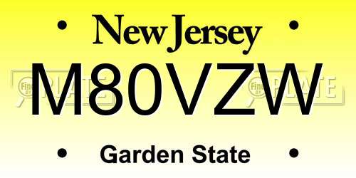 M80VZW New Jersey License Plate