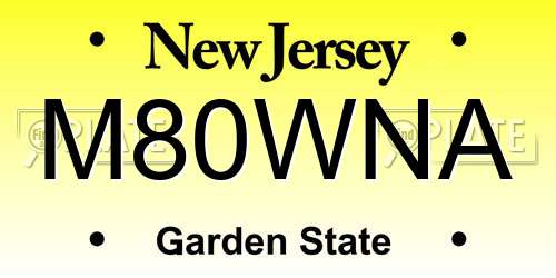M80WNA New Jersey License Plate