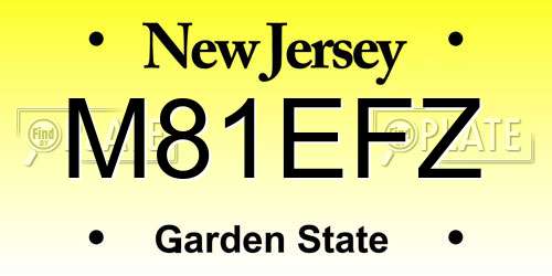 M81EFZ New Jersey License Plate