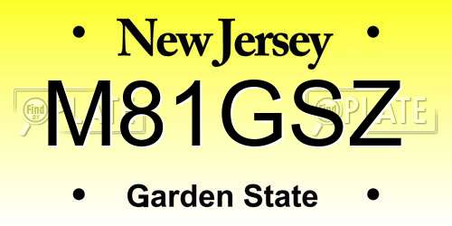 M81GSZ New Jersey License Plate