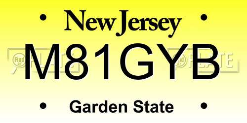 M81GYB New Jersey License Plate