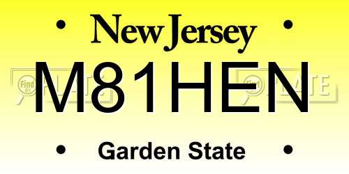 M81HEN New Jersey License Plate