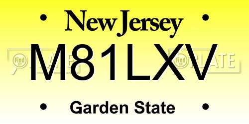 M81LXV New Jersey License Plate