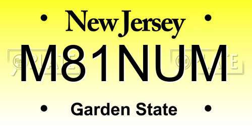 M81NUM New Jersey License Plate