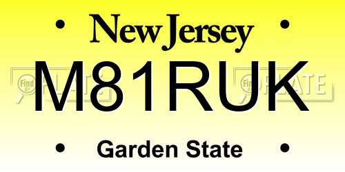 M81RUK New Jersey License Plate
