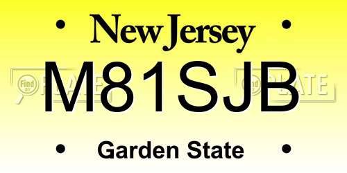 M81SJB New Jersey License Plate
