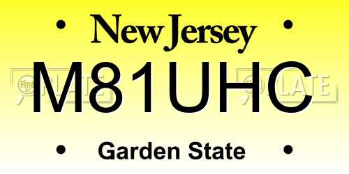 M81UHC New Jersey License Plate