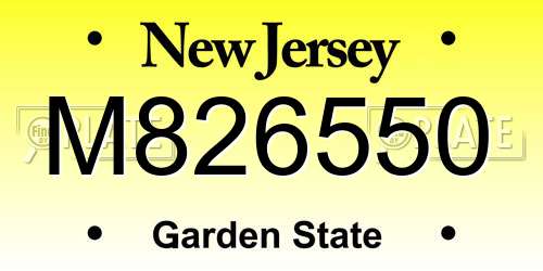 M826550 New Jersey License Plate