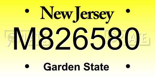 M826580 New Jersey License Plate