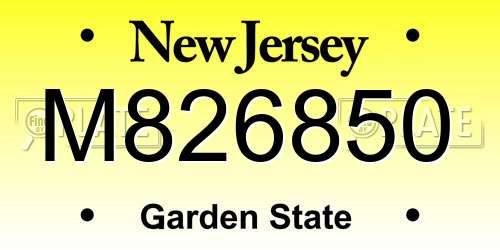 M826850 New Jersey License Plate
