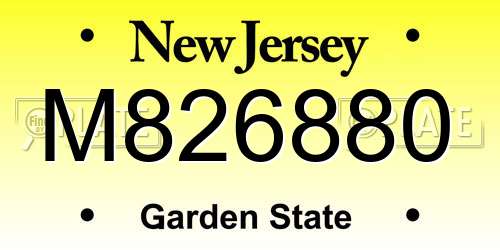 M826880 New Jersey License Plate