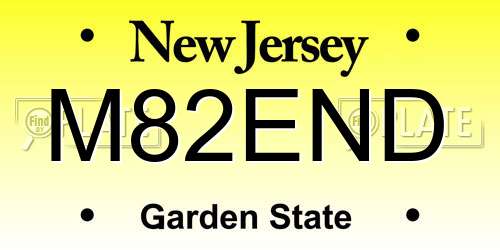 M82END New Jersey License Plate