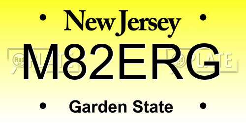 M82ERG New Jersey License Plate