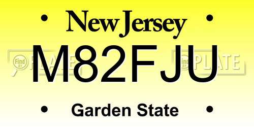 M82FJU New Jersey License Plate