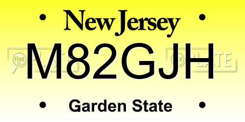 M82GJH New Jersey License Plate