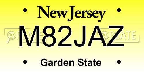 M82JAZ New Jersey License Plate