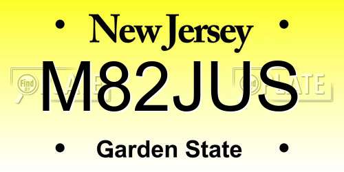M82JUS New Jersey License Plate