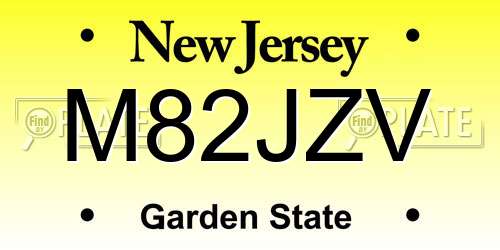 M82JZV New Jersey License Plate