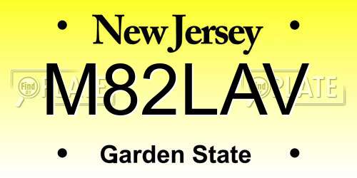 M82LAV New Jersey License Plate