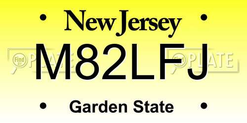 M82LFJ New Jersey License Plate
