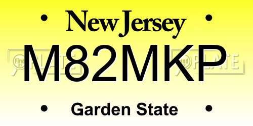 M82MKP New Jersey License Plate