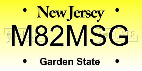 M82MSG New Jersey License Plate
