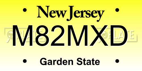 M82MXD New Jersey License Plate