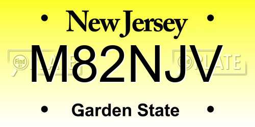 M82NJV New Jersey License Plate