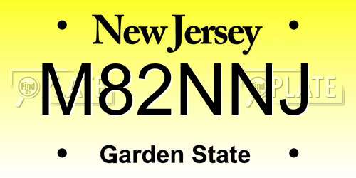 M82NNJ New Jersey License Plate