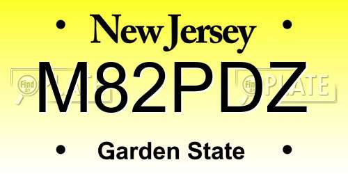 M82PDZ New Jersey License Plate