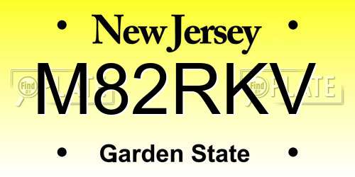 M82RKV New Jersey License Plate