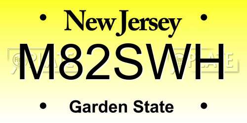 M82SWH New Jersey License Plate