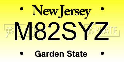 M82SYZ New Jersey License Plate