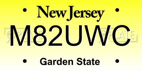 M82UWC New Jersey License Plate