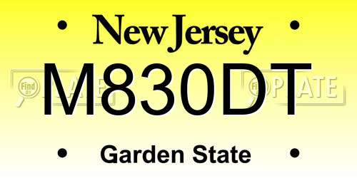M830DT New Jersey License Plate