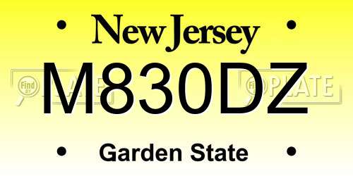 M830DZ New Jersey License Plate