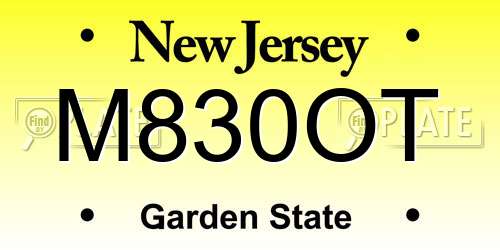 M830OT New Jersey License Plate