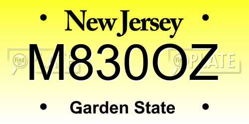 M830OZ New Jersey License Plate