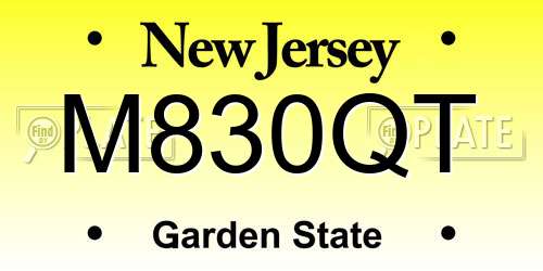 M830QT New Jersey License Plate