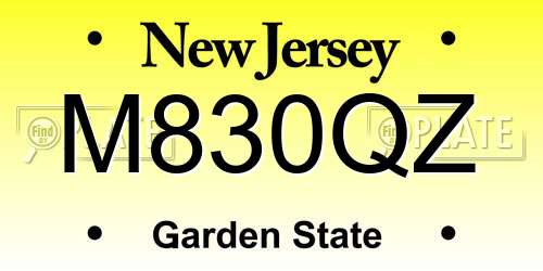 M830QZ New Jersey License Plate
