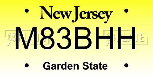 M83BHH New Jersey License Plate