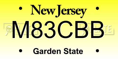 M83CBB New Jersey License Plate